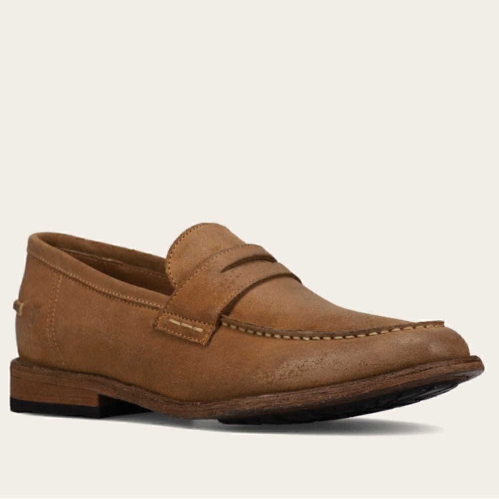 Frye TYLER Brown Leather Classic Penny Loafers in Almond